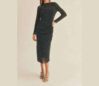 Miou Muse - Sheer & Shimmer Midi Dress