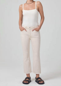Citizens of Humanity Isola Zip Cropped Bootcut Jeans in almondette - women's pants