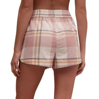 Z Supply Women's Co Ed Plaid Boxer in natural - women's shorts - detail view