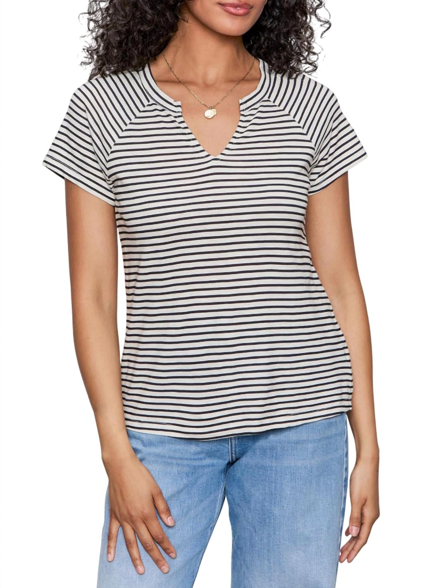 Sanctuary - Notch Neck Stripe Tee