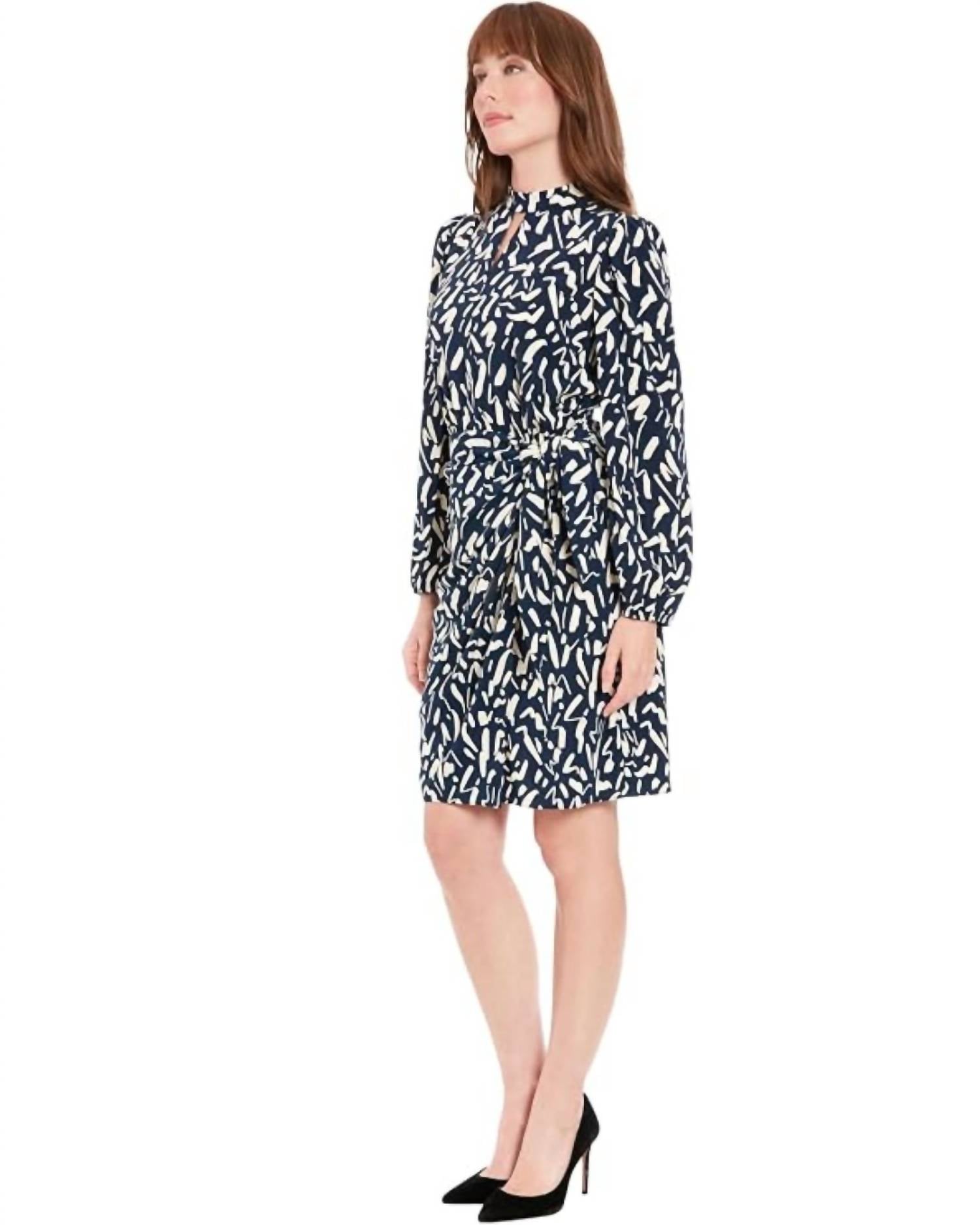 London Times - Wrap Skirt Bishop Sleeve Dress