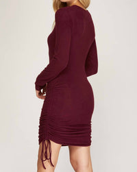 She + Sky - Brushed Stretch Knit Dress With Ruched Side Detail