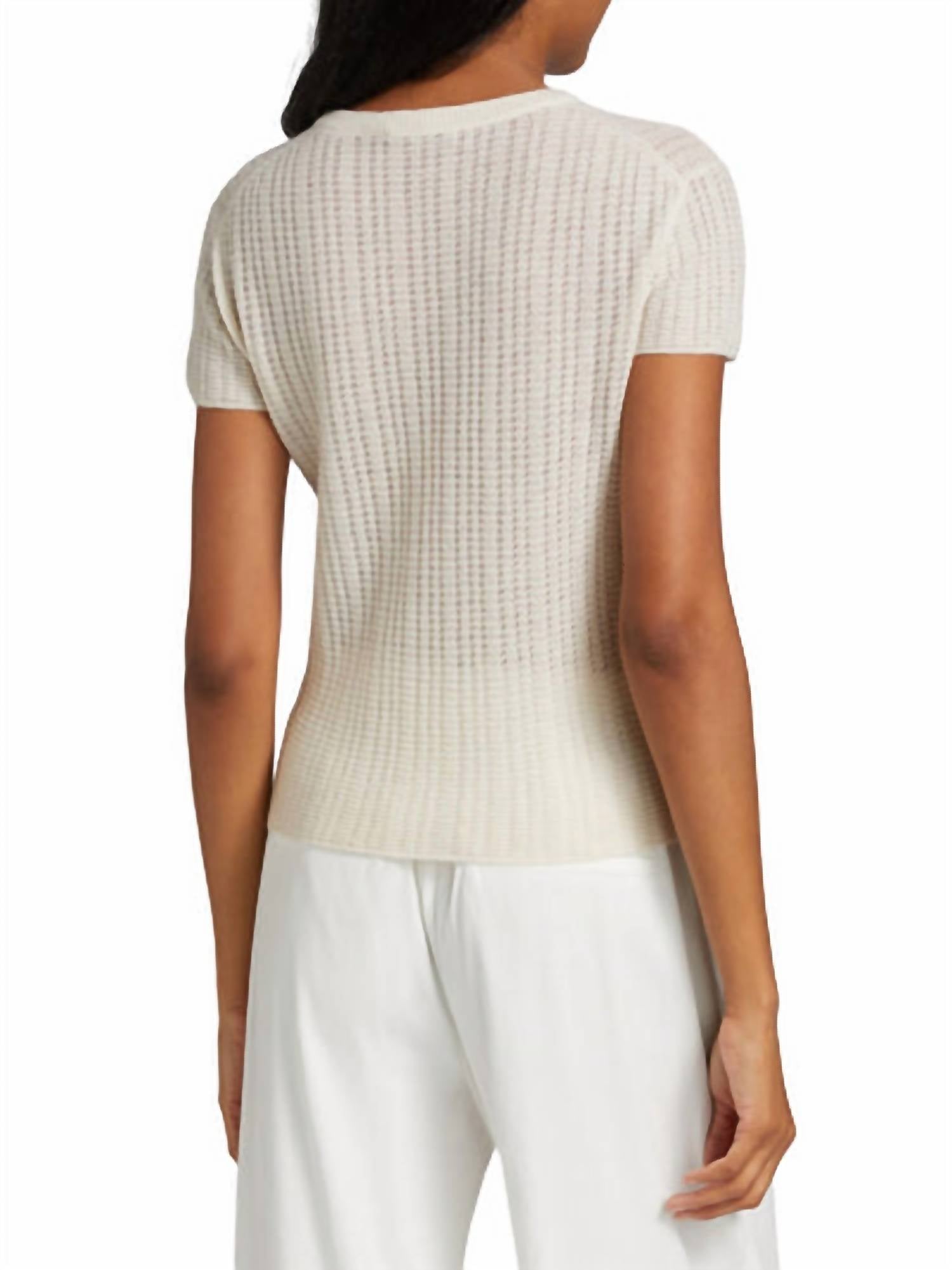 Vince - Waffle Knit Short Sleeve Crew Neck Top