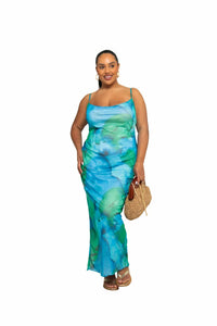 Fashion Szn Curve - Curve Strappy Abstract Print Maxi Dress