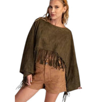 Glam - Prairie Wind Faux Suede Fringe Cape