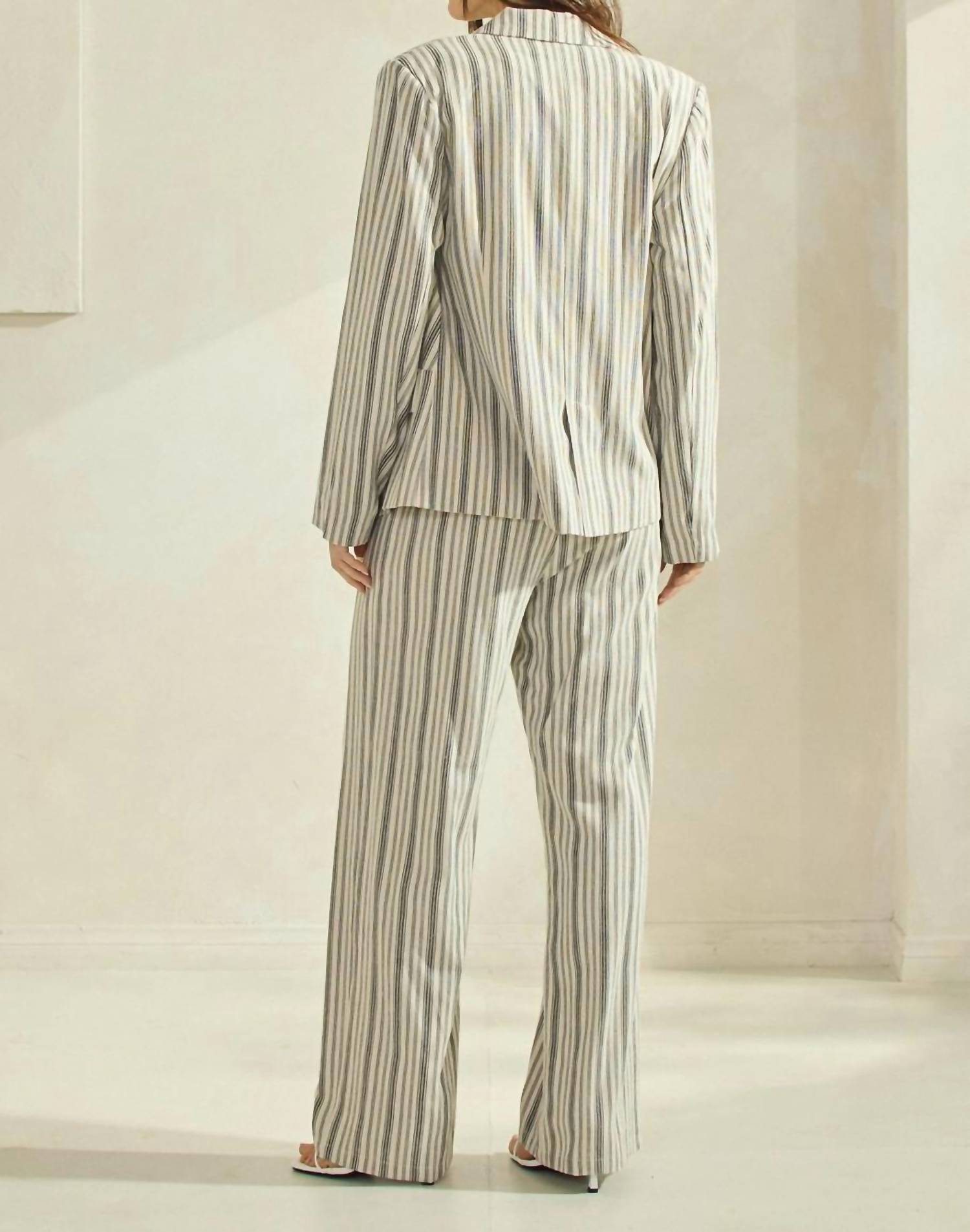 Able - Striped Linen Blend Trouser Pants