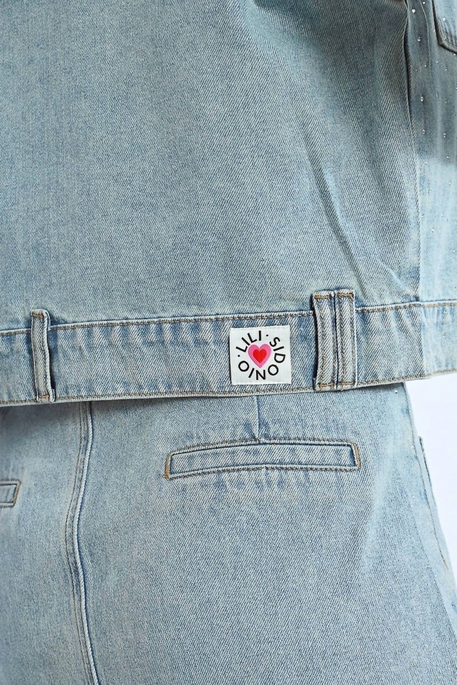 Lili Sidonio - Rhinestone Straight Cut Jean Jacket