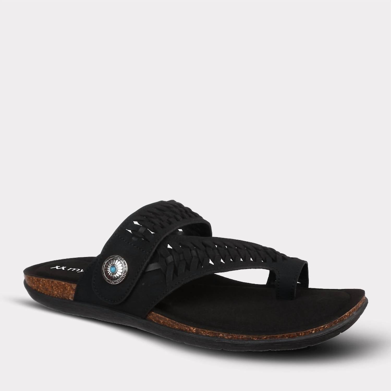 Mykos Women's Scarlett Toe Ring Sandal in black - women's sandal - alternate view