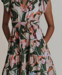 LAROQUE Daphne Midi Dress in saint kitt s floral print - women's dress - detail view