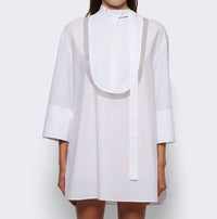 Valentino - Cotton Popeline Mandarin Collar Top