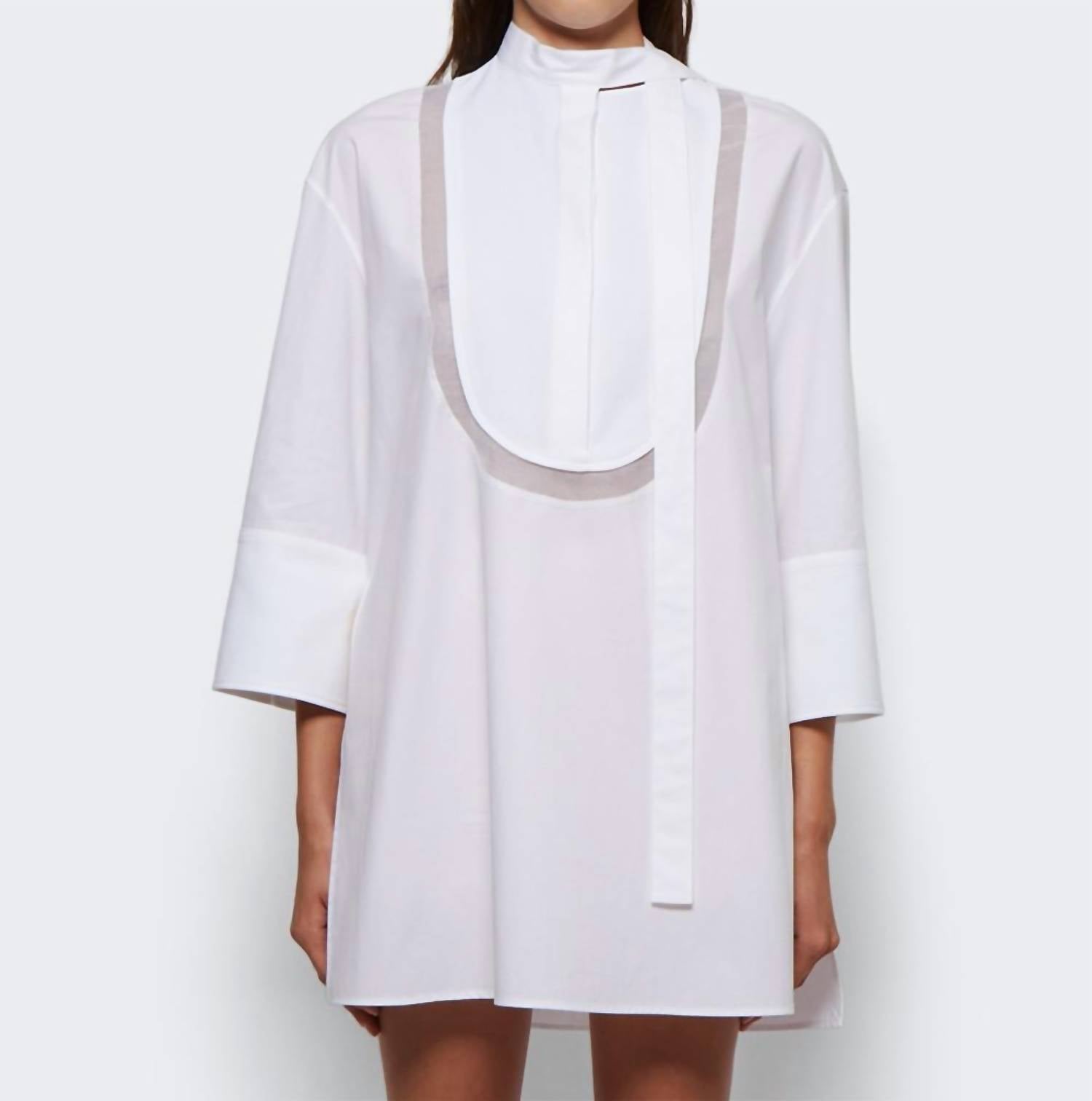 Valentino - Cotton Popeline Mandarin Collar Top