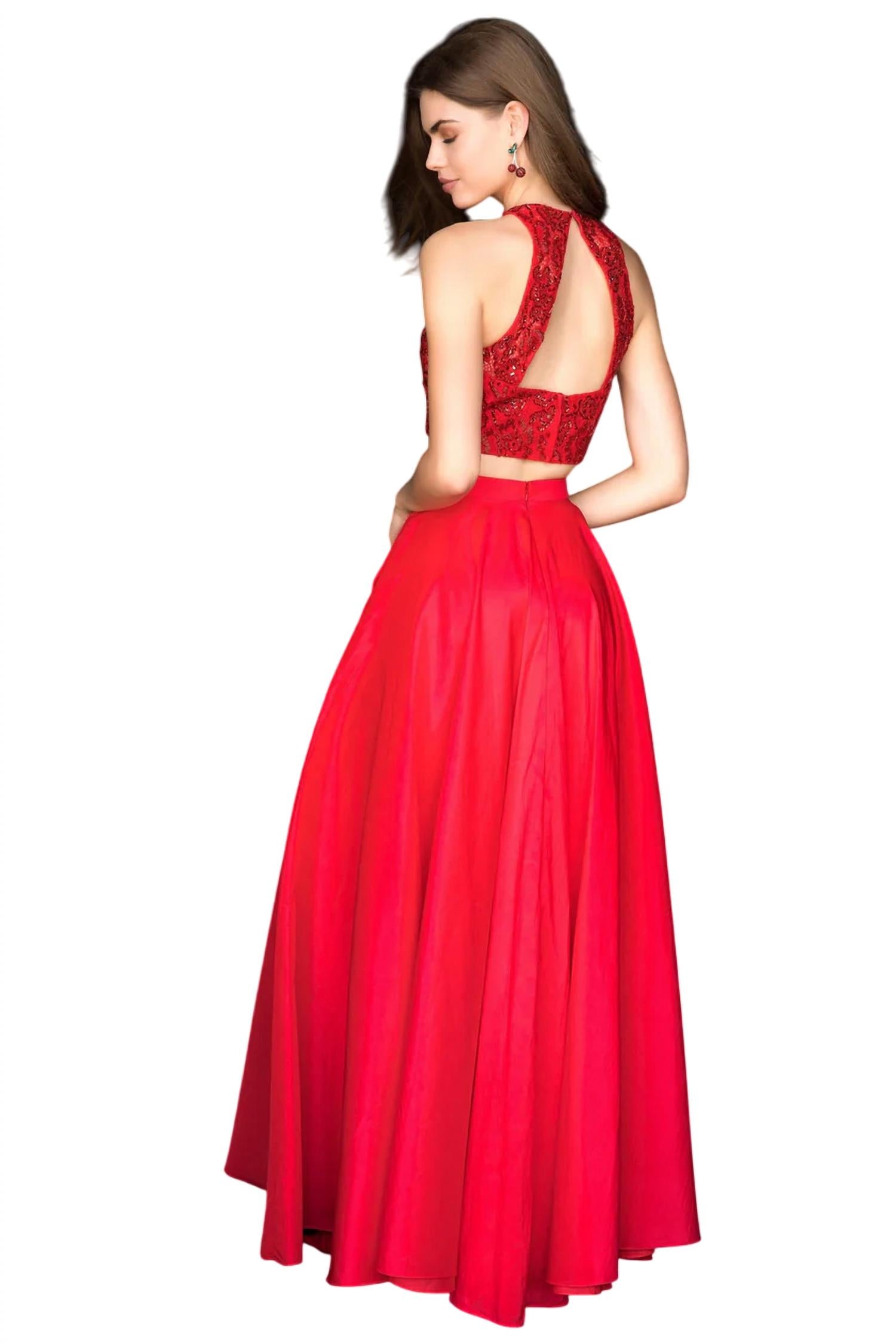 Sherri Hill - Two-Piece Lace Appliqued Prom Dress