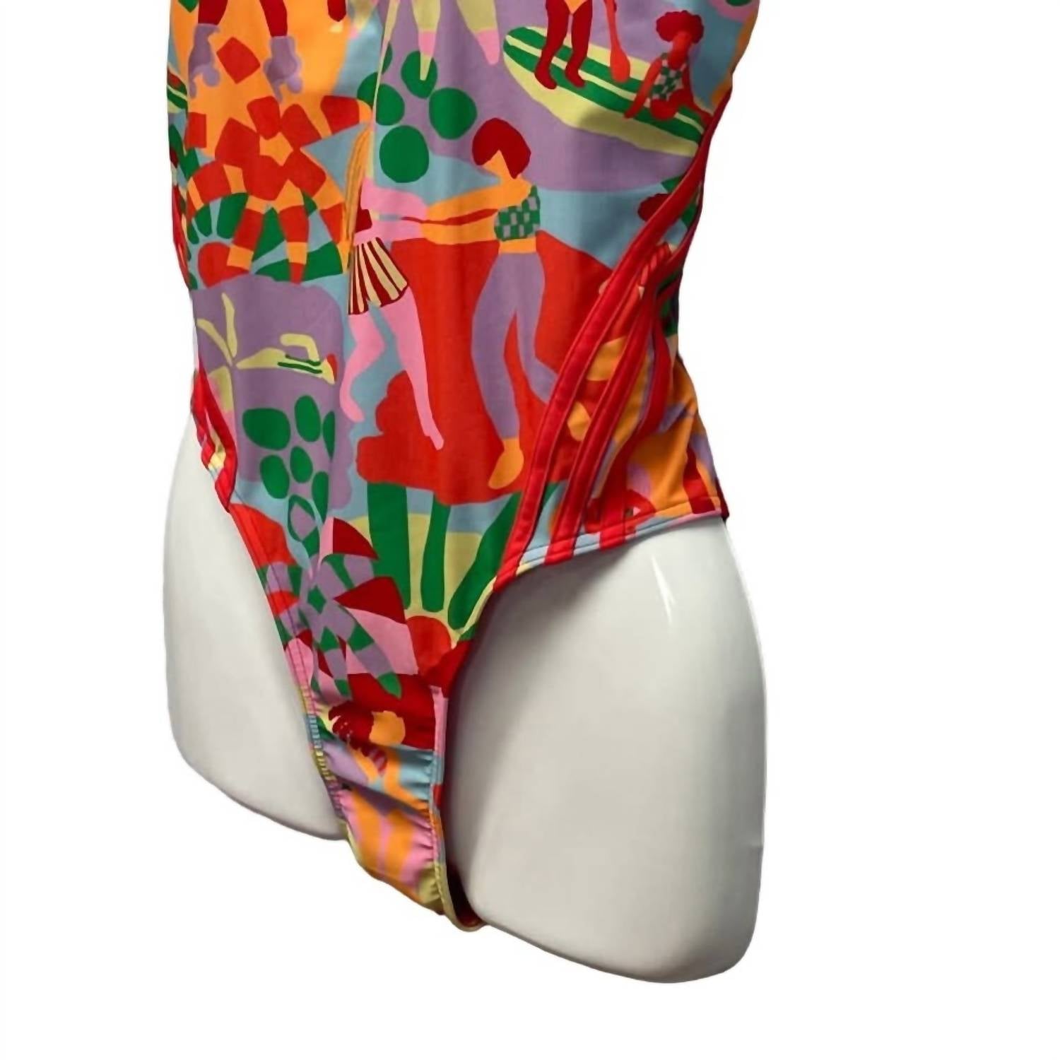 Adidas - Women's Open Back Farm Palm Tree Beach One Piece Swim Suit