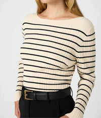French Connection - Stripe Crinkle Knit Sweater