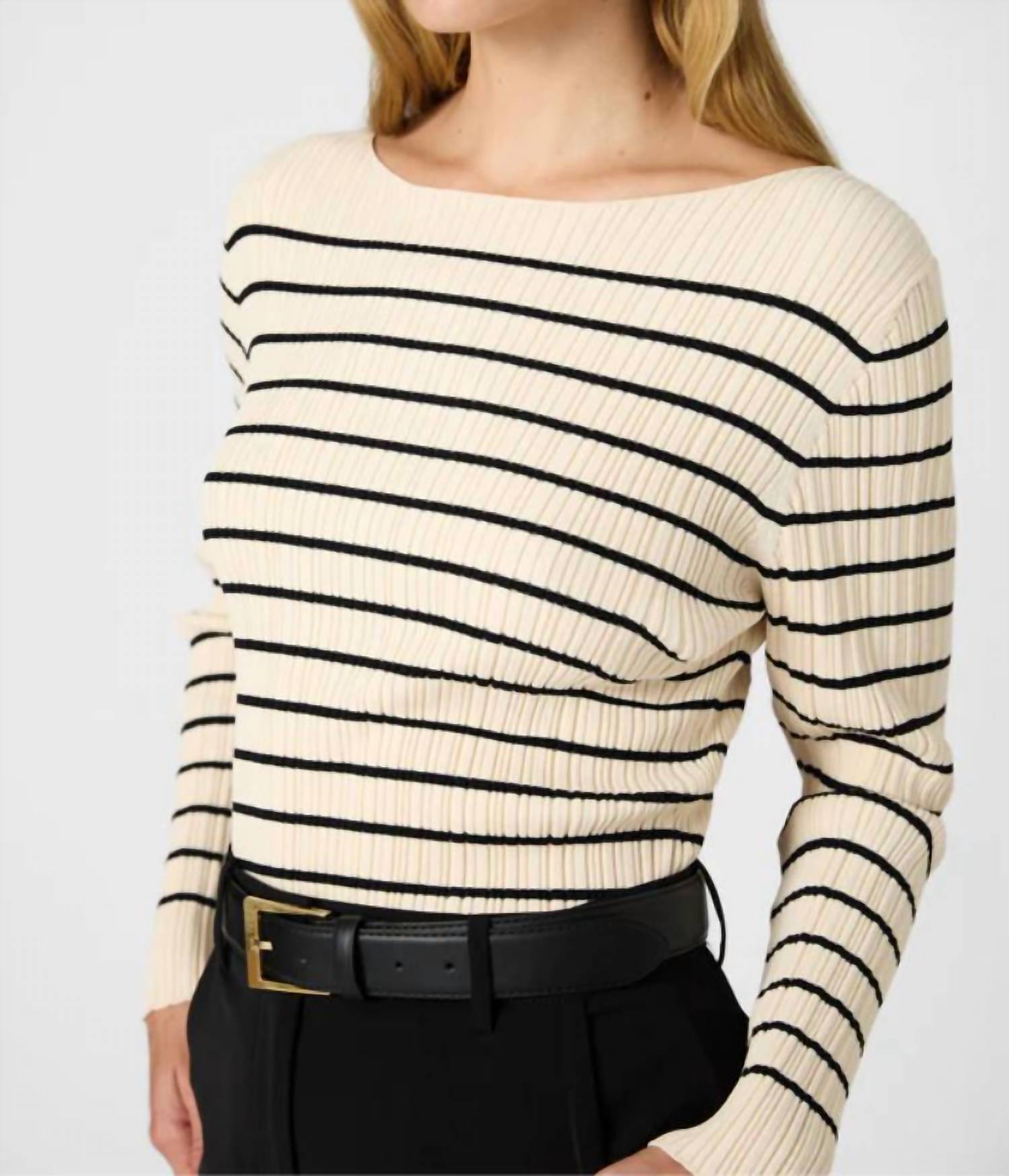 French Connection - Stripe Crinkle Knit Sweater