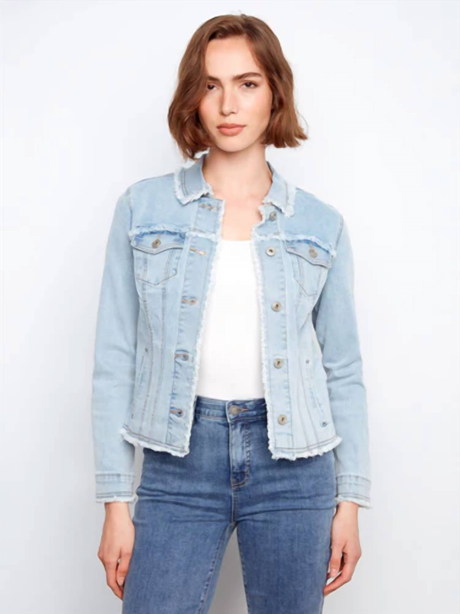 Charlie B - Frayed Edge Stretch Denim Jacket