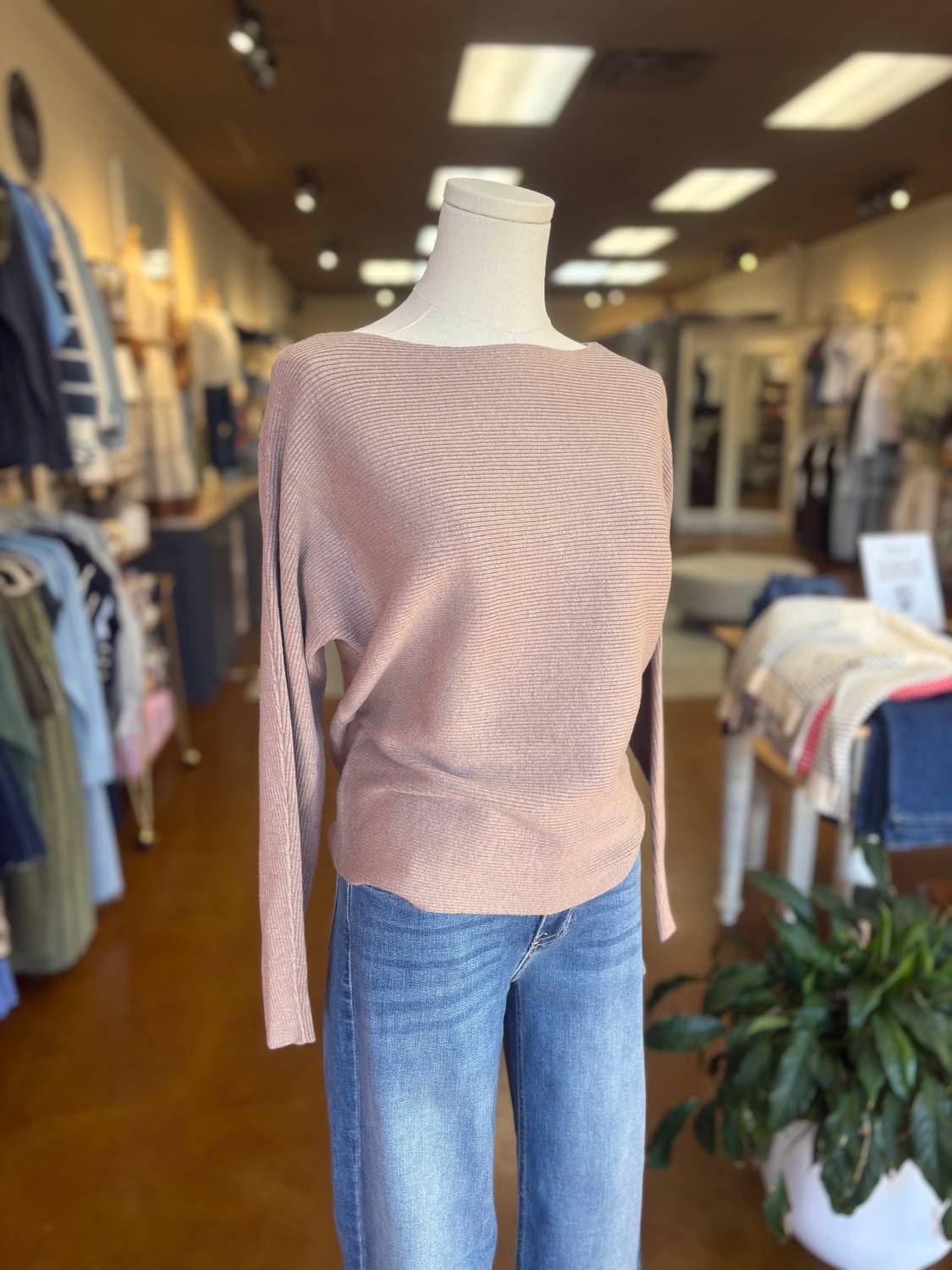 KLd. Signature Women's Boatneck Dolman Sweater in mocha - women's sweater - alternate view