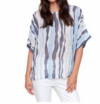 Charlie B - Ocean Waves Striped Gauze Top