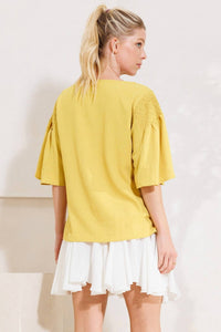 Oddi - Boat Neck Drop Shoulder With Smocking Blouse
