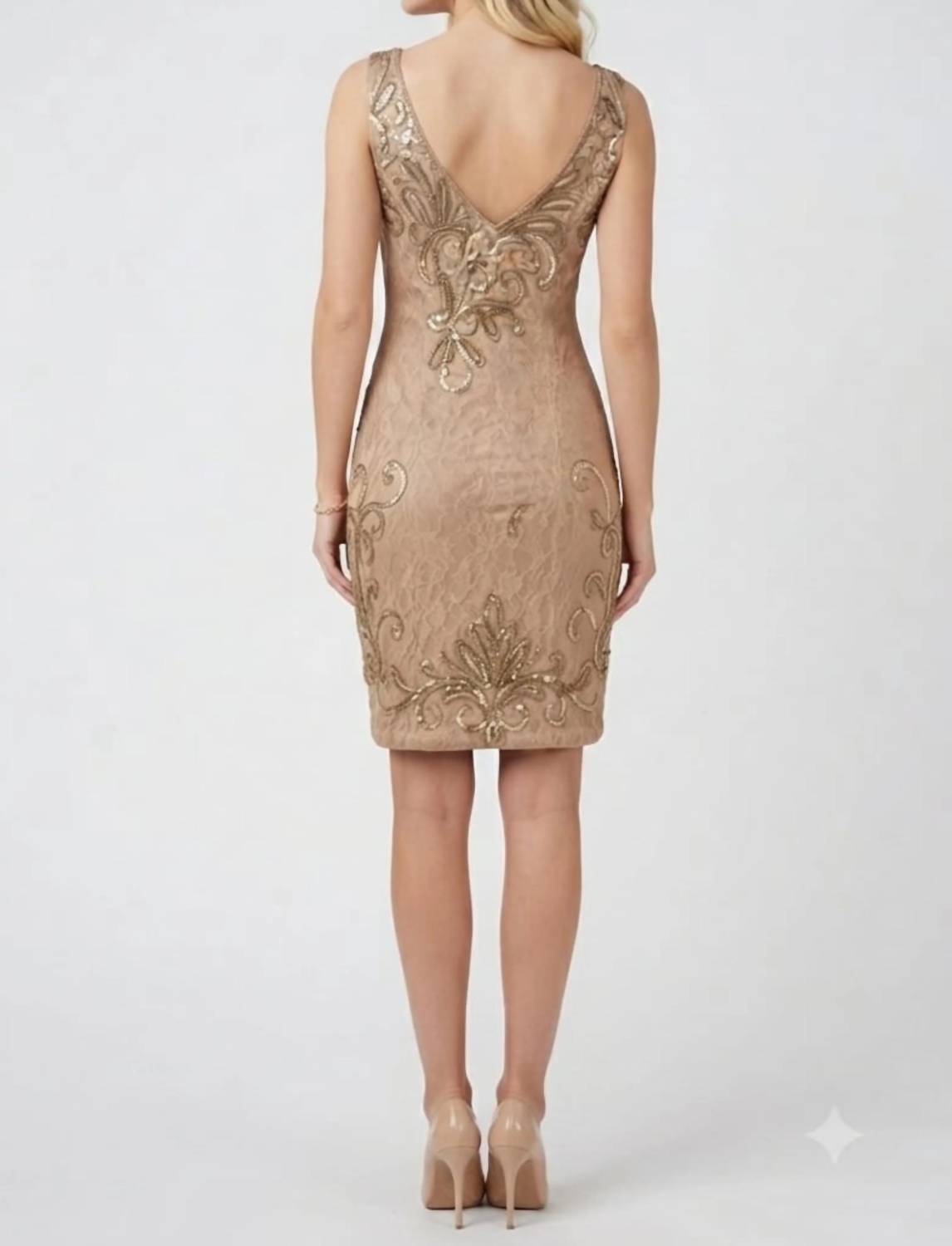 Sue Wong - Sleeveless Bodycon Embellished Lace Dress