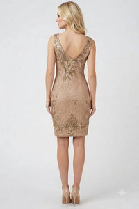 Sue Wong - Sleeveless Bodycon Embellished Lace Dress