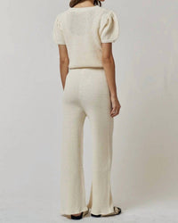 Lalavon - Heart Embroidered Puff Sleeve Top