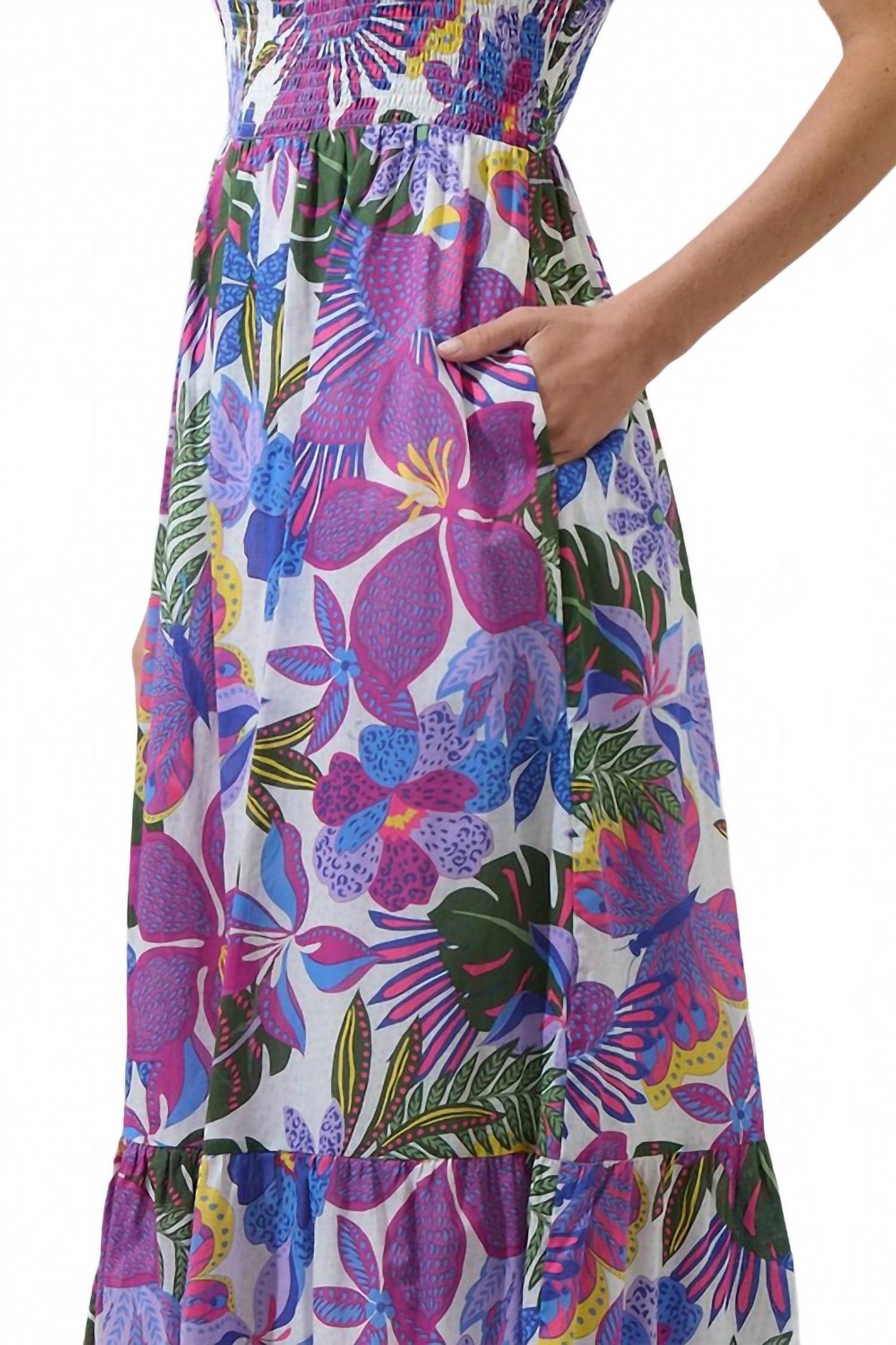Sugarlips - Evren Tropics Tayla Smocked Midi Dress