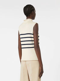 Weekend Max Mara Trofeo Sleeveless Knit Sweater in ivory - women's sweater - detail view