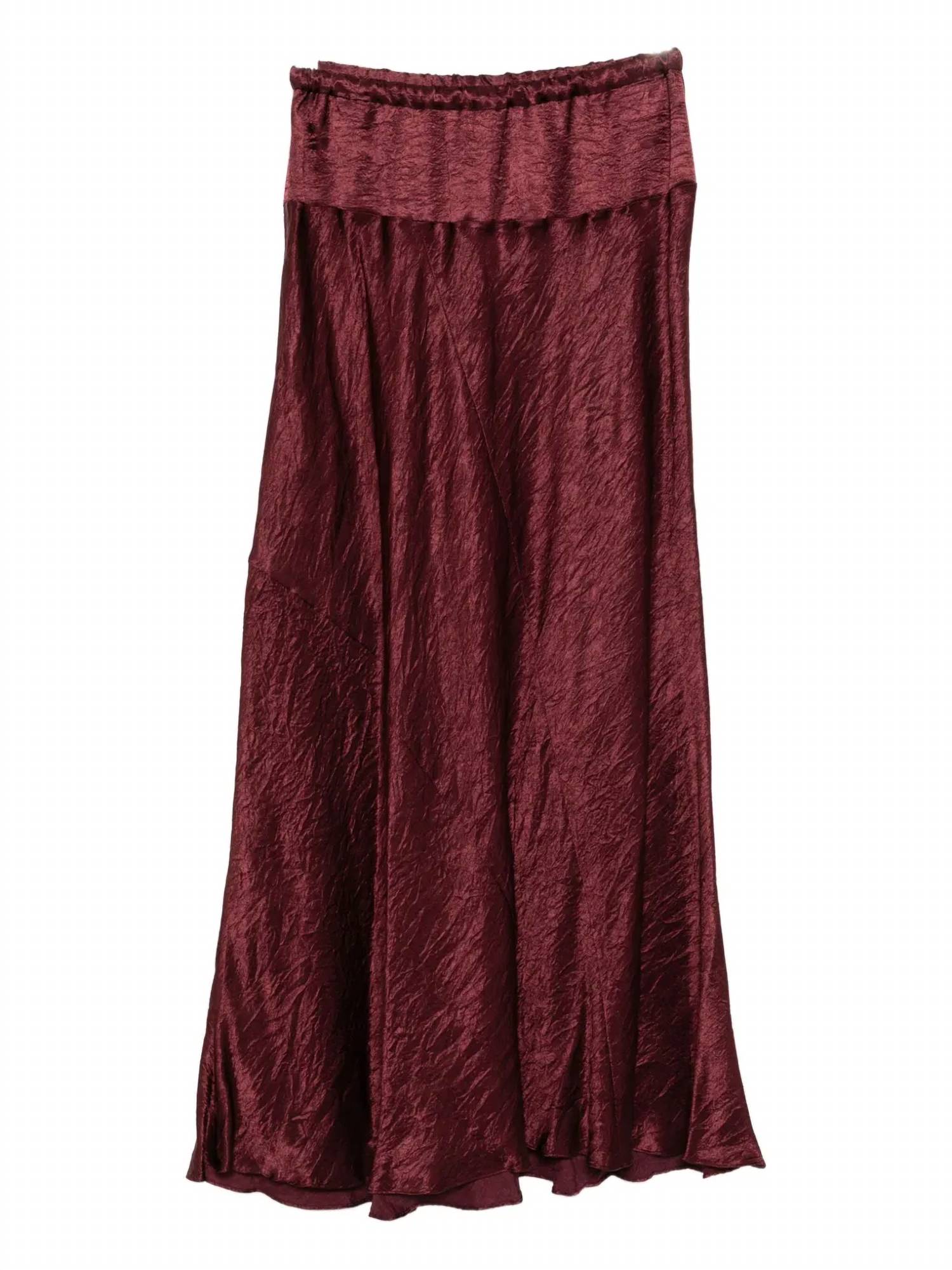 LAUREN MANOOGIAN Women's Luster Maxi Skirt in merlot - women's skirt - alternate view