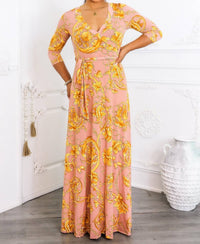 Surelymine - Elegant Wrap Boho Maxi Dress