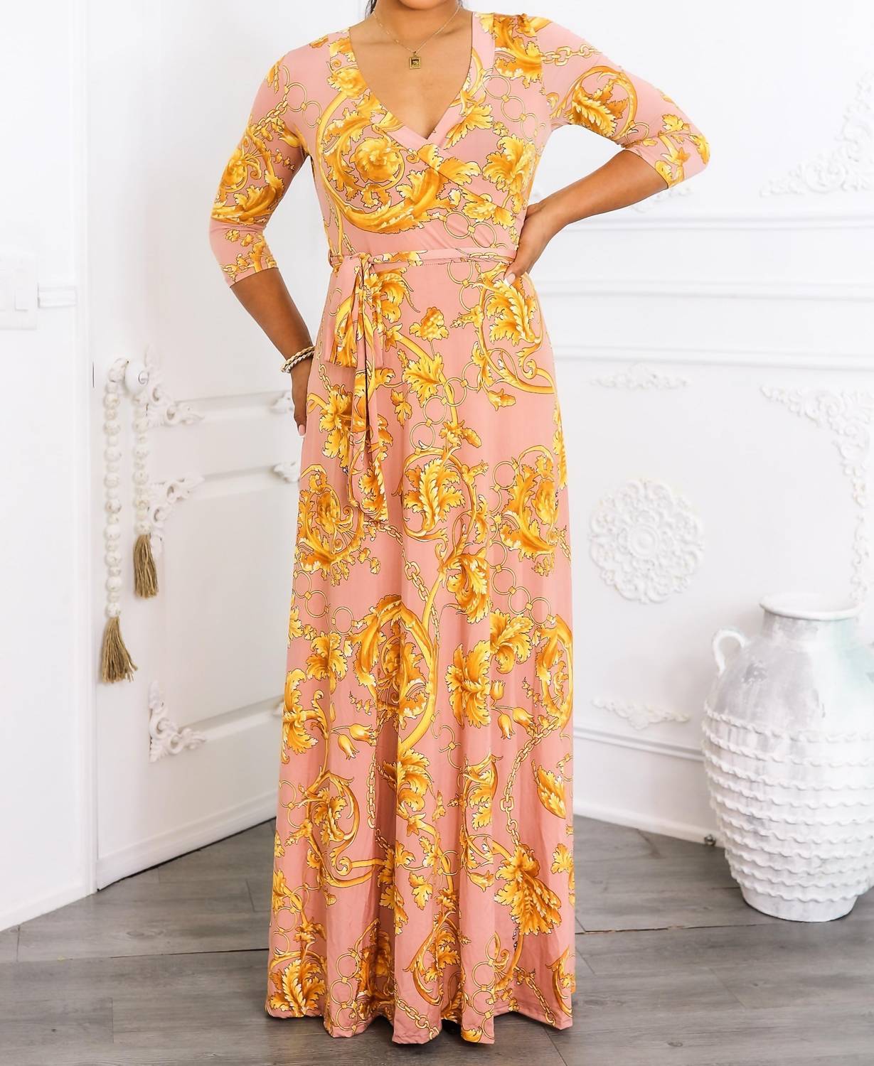 Surelymine - Elegant Wrap Boho Maxi Dress