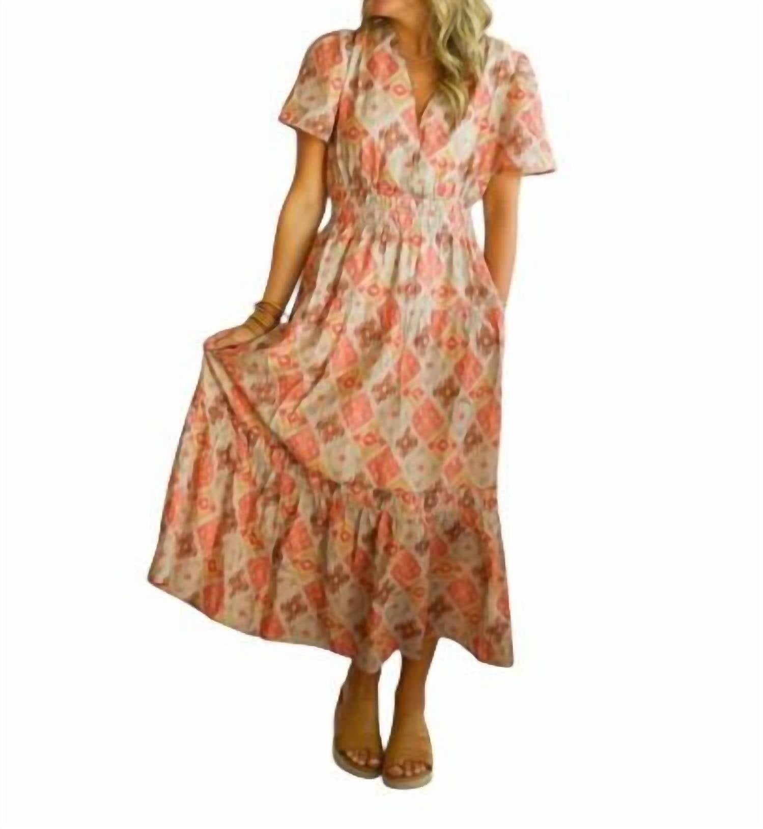 Thml - Fall Pattern Puff Sleeve Midi Dress