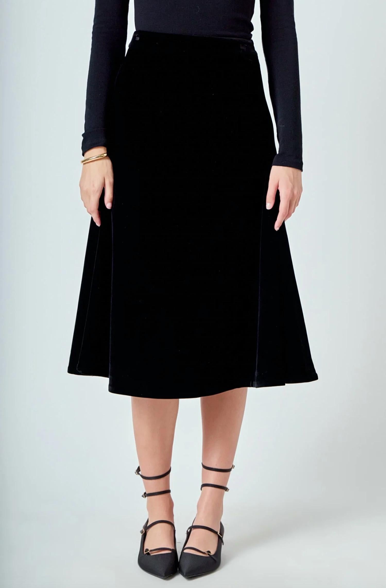 Endless Rose - Women's Velvet Circle Midi Skirt
