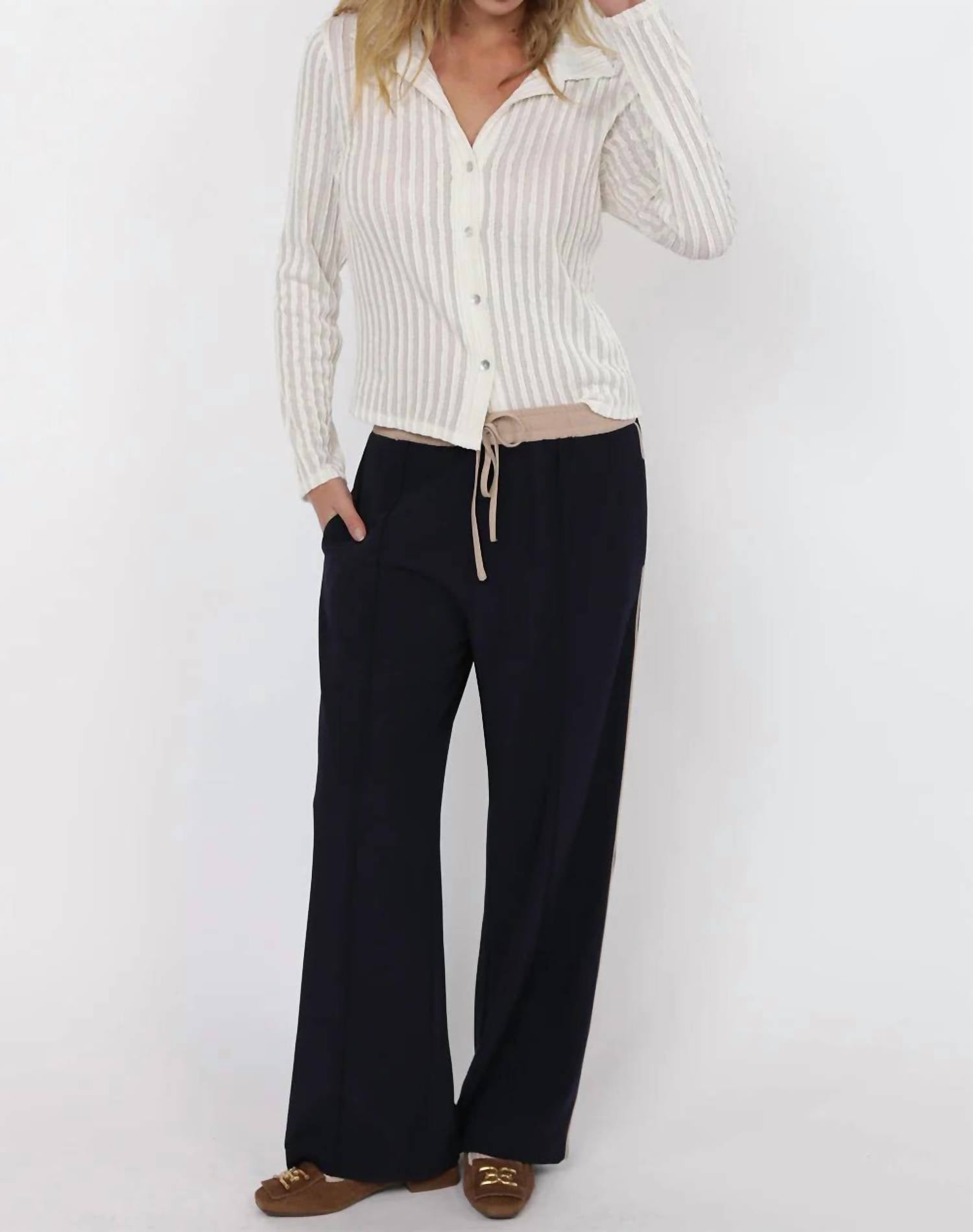 Sadie & Sage - On Film Vintage Contrast Piping Drawstring Pant