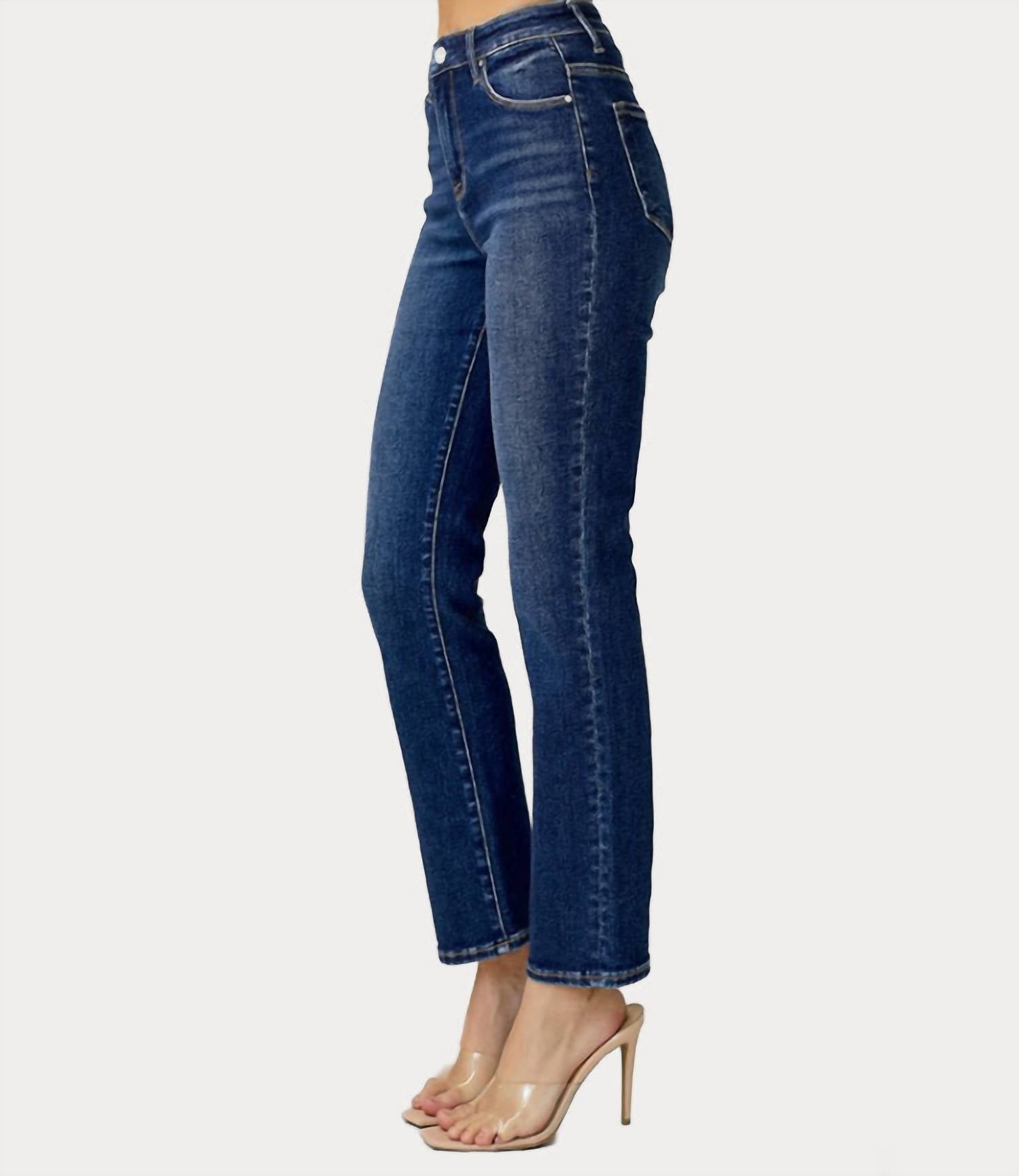 Risen - Women's Mandie Curvy Mid Rise Ankle Straight Slim Jeans