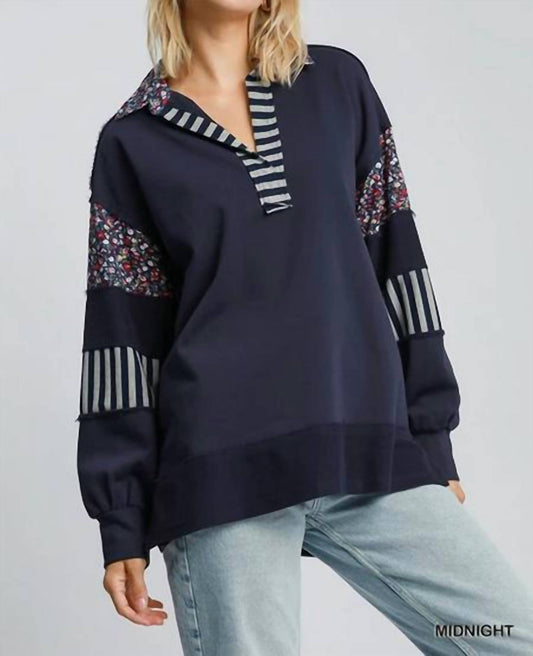 Umgee - Floral Multi Rugby Oversized Top