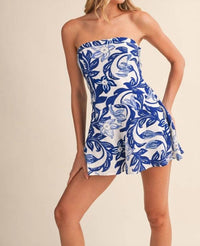 Klesis - Floral Tie Back Strapless Romper