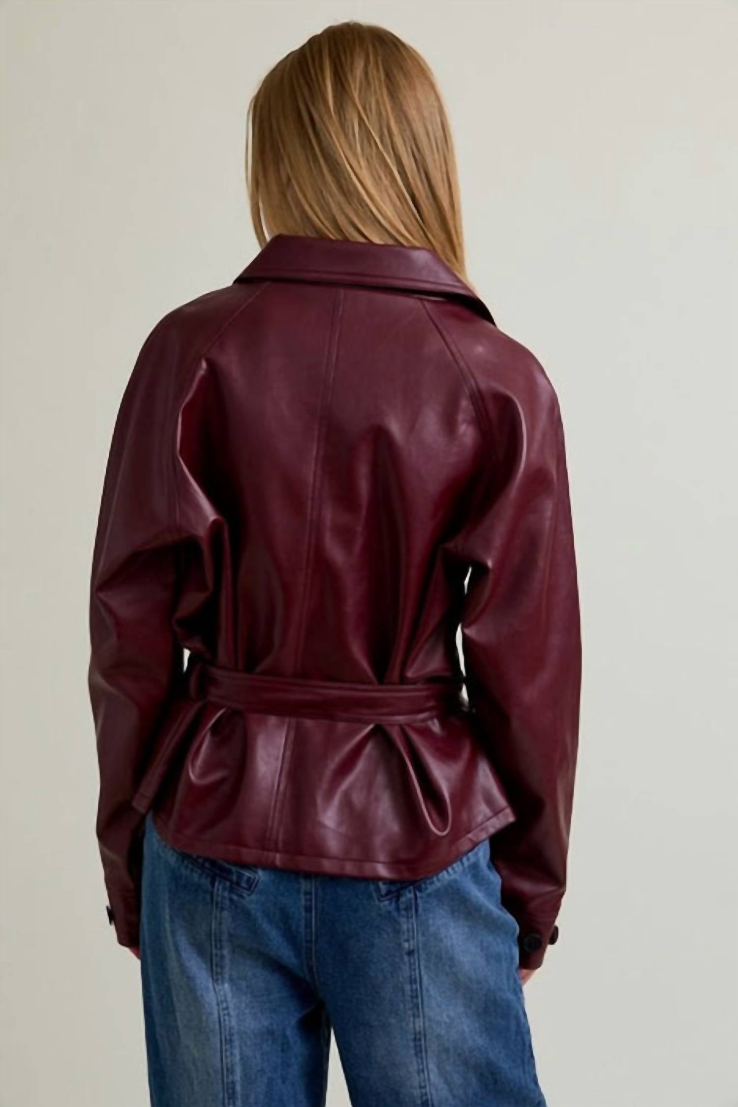 Le Lis - Short Faux Leather Trench Coat