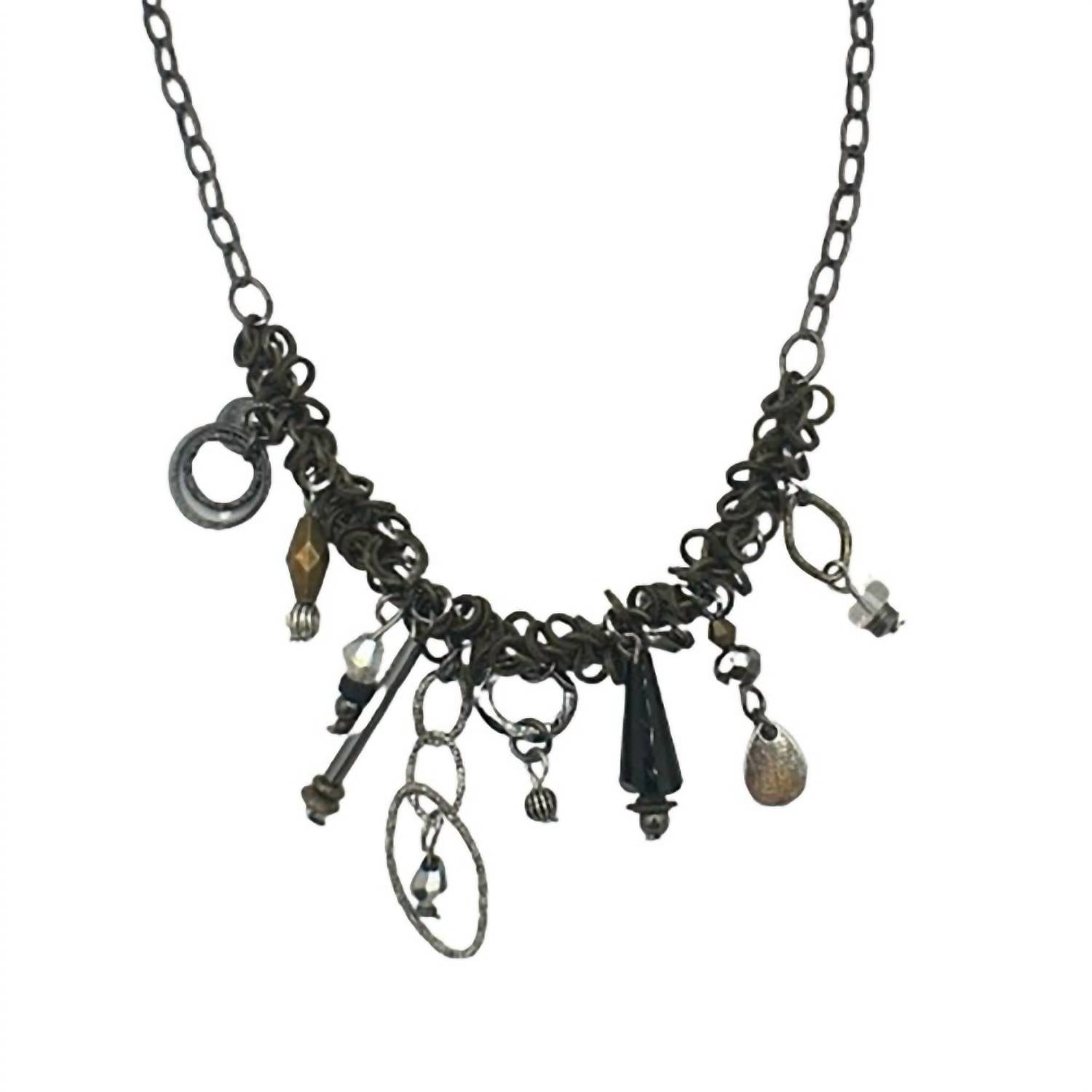 Legend Or Lies - Women's Cluster Chain & Mixed Metal Dangles Necklace