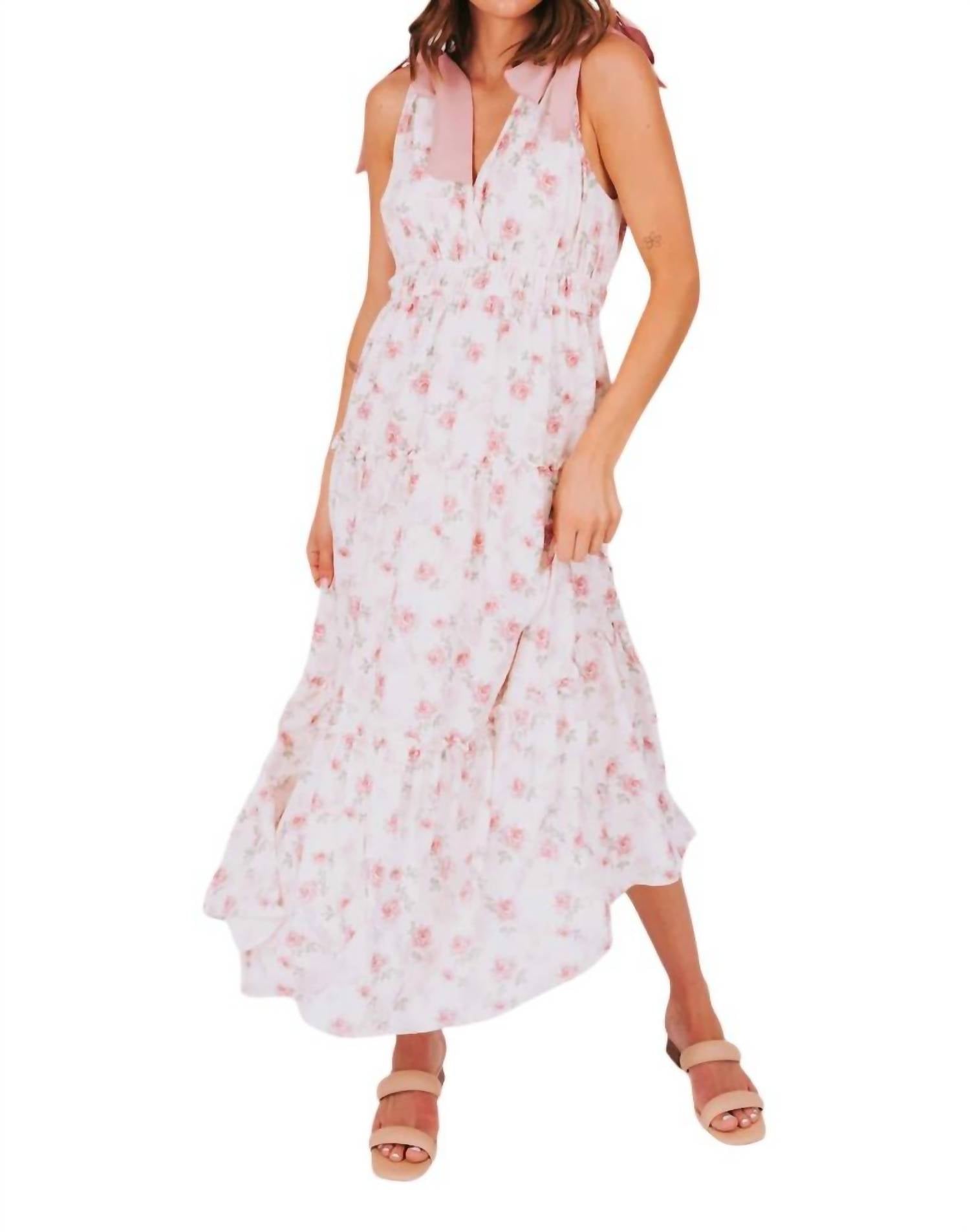 One Loved Babe - Floral Ribbon Tie Dress