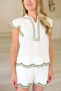 Melissa Nepton - Ness Embroidered Scalloped Edge Blouse