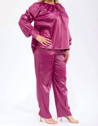 Karen T Design - Long Sleeve Drawstring Top And Elastic Waist Pants