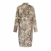 Zenana - Rusched Animal Print Front Tie Dress