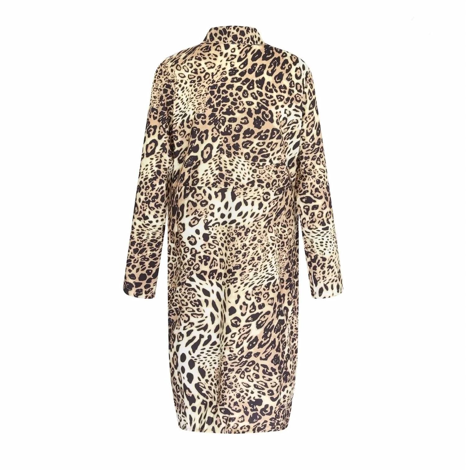 Zenana - Rusched Animal Print Front Tie Dress