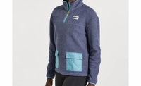 SAUCONY Rested Sherpa 1/4 Zip Sweatshirt in sodalite herather - women's top - detail view