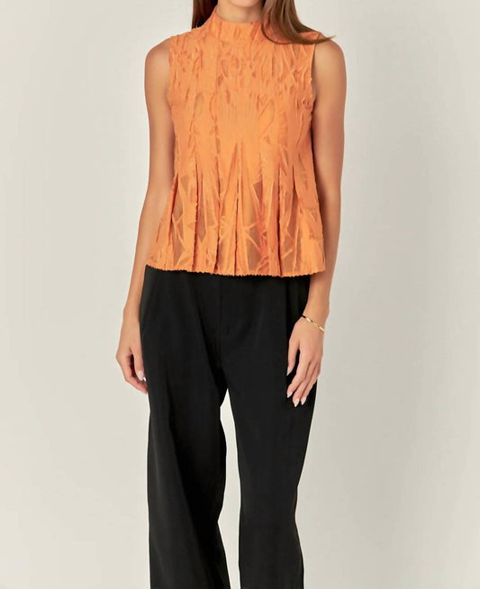 2.7 August Apparel - Burnout Pleated Sleeveless Top