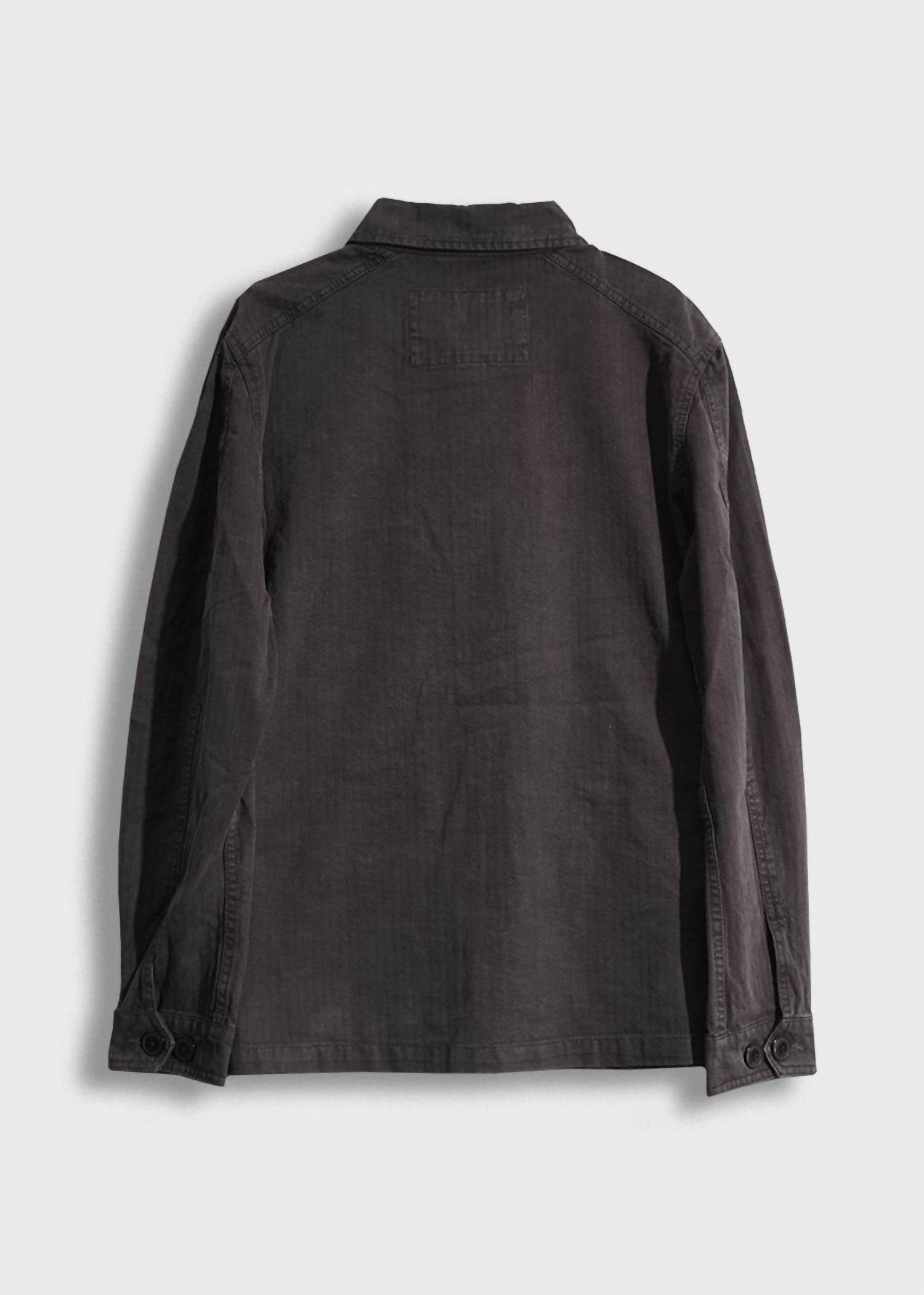 Iron & Resin Men's Herringbone Military Jacket in charcoal - men's jacket - detail view