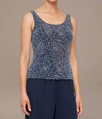 Alex Evenings - Stretch Knit Metallic Two-piece Set