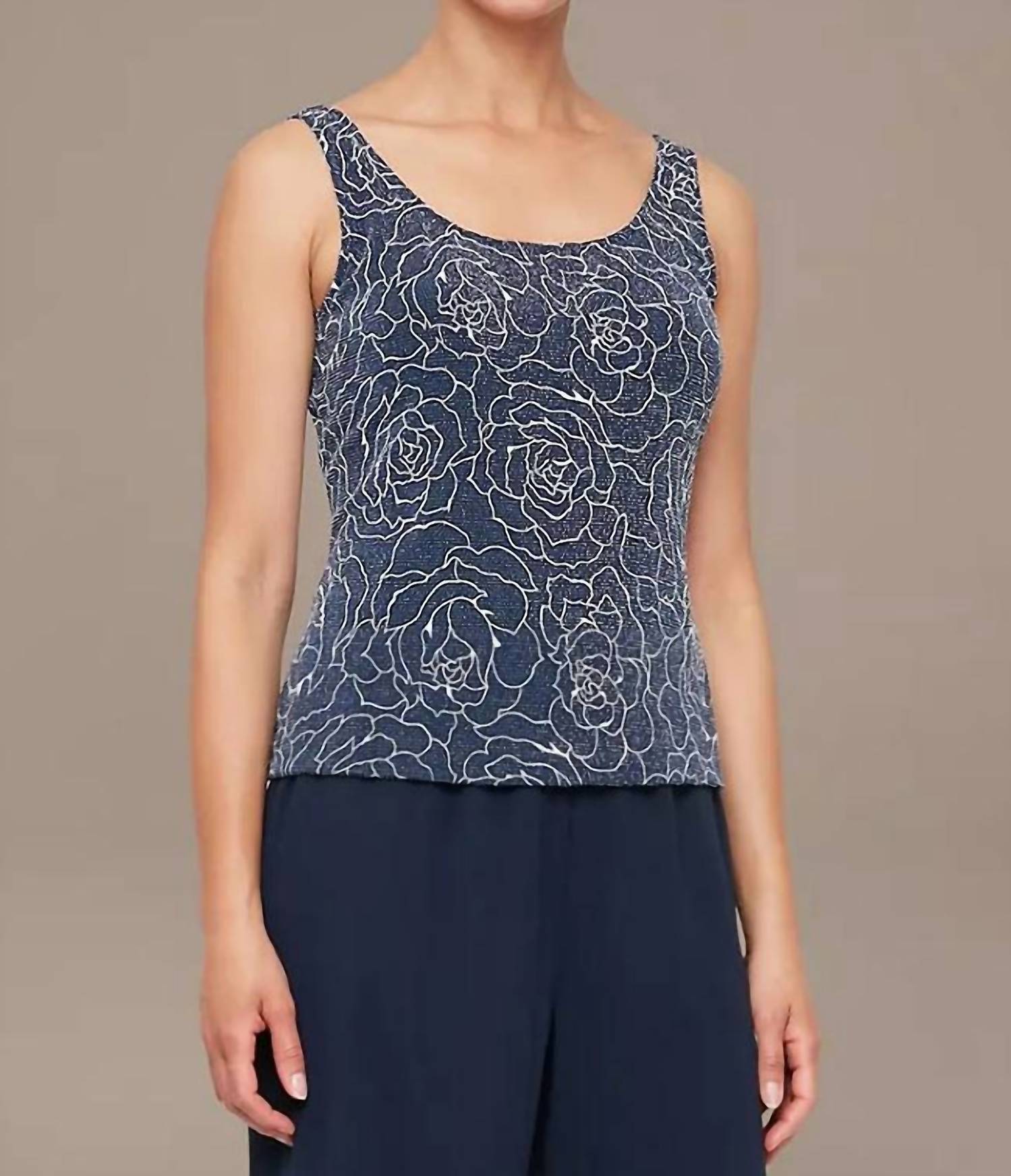 Alex Evenings - Stretch Knit Metallic Two-piece Set