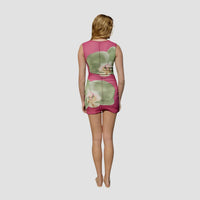 Aston Studio Ariel Mesh Mini Dress in pink - women's dress - detail view